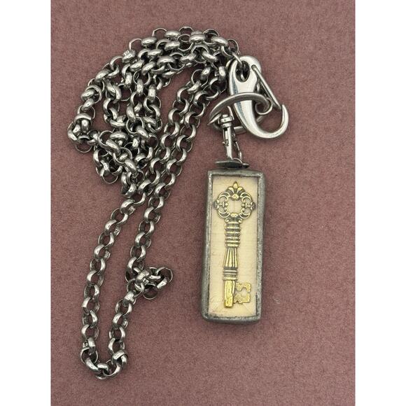 Jewel Kade Happiness Key Necklace 30” Silver Tone Chain w/ Pewter Framed Pendant - Picture 8 of 12